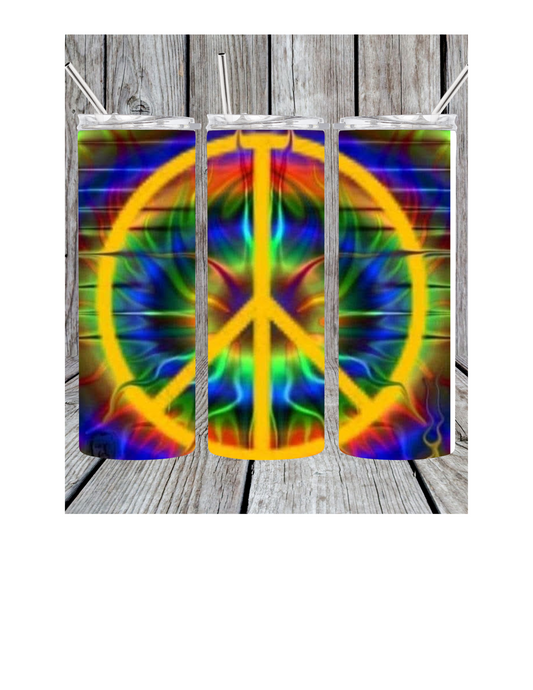 Tye dye peace sign tumbler