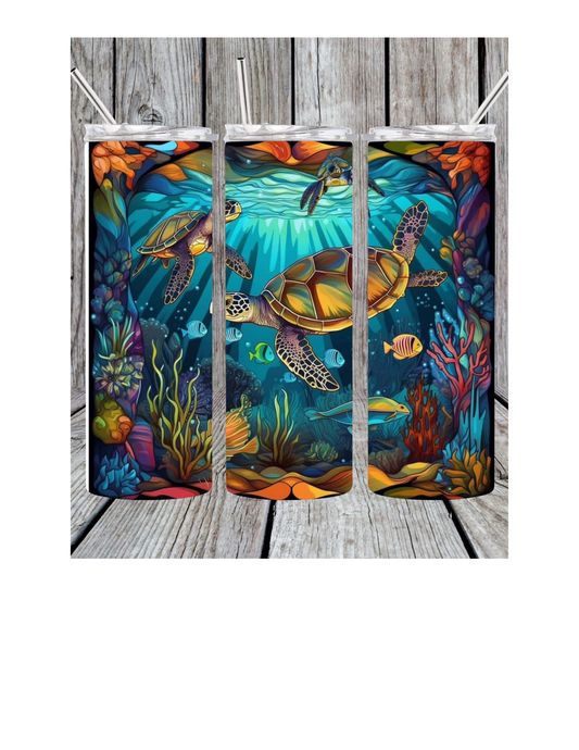 Sea turtle tumbler