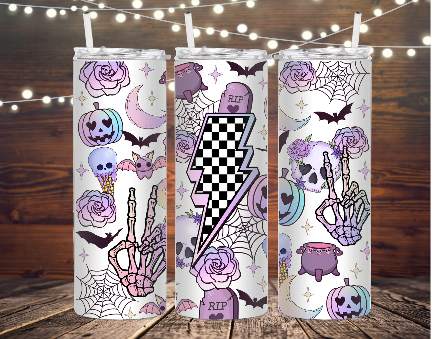 Pastel halloween metal insulated tumbler