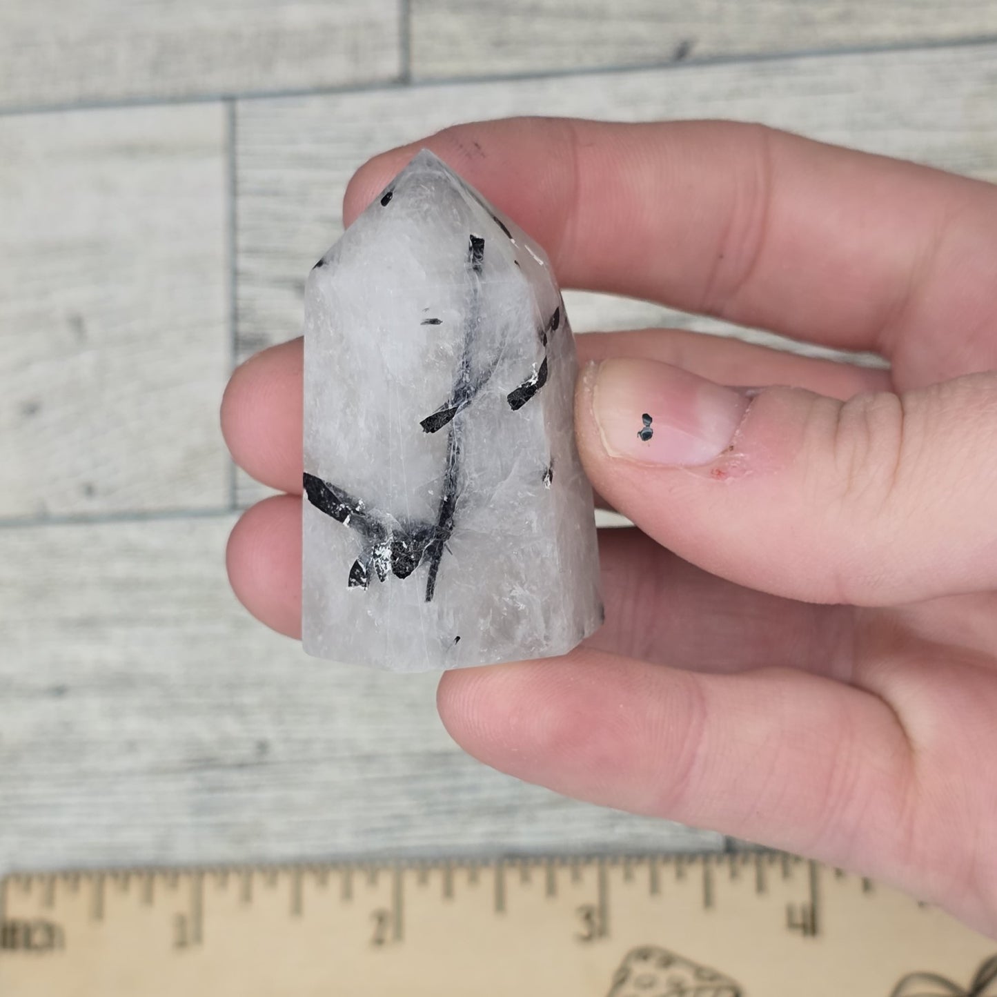 White Quartz And Tourmaline Mini Crystal Tower