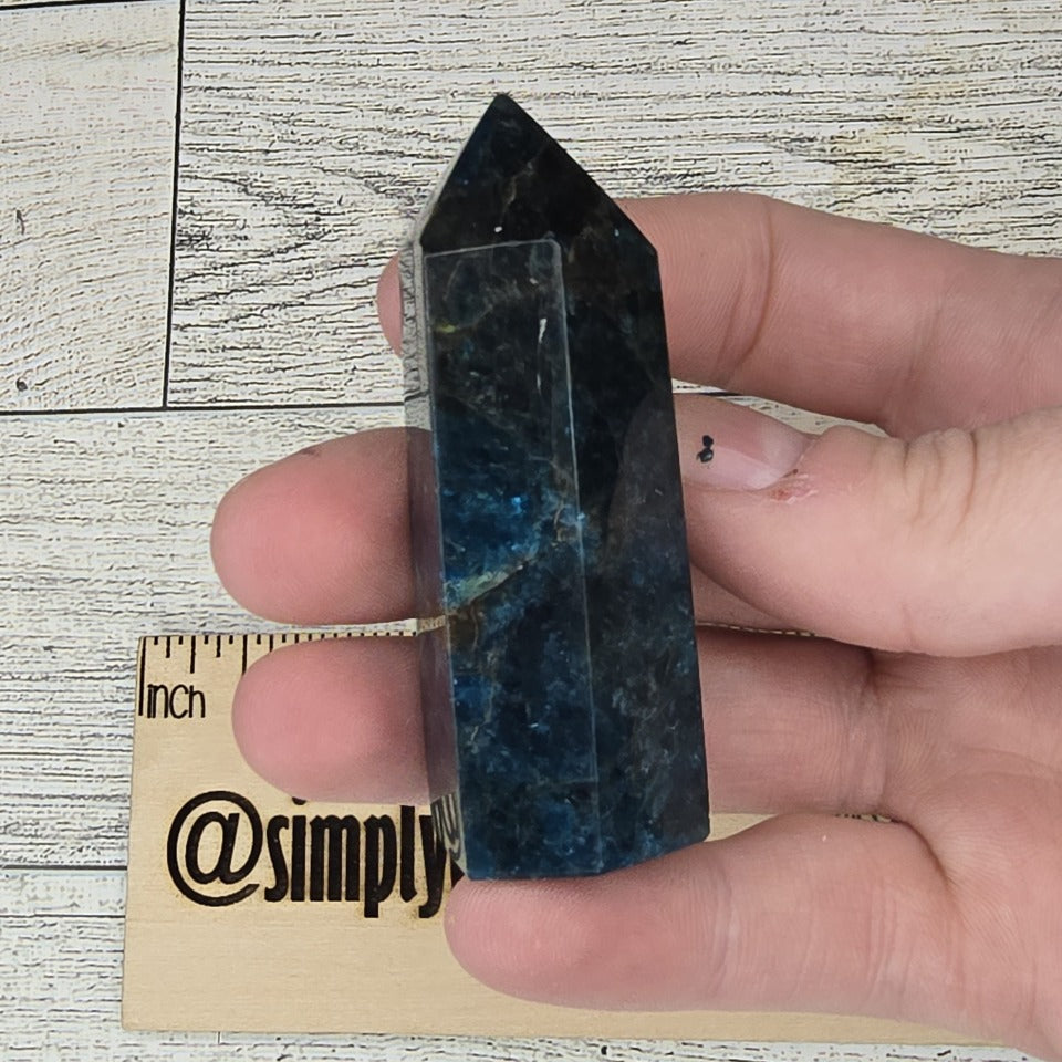 Dark Blue Apatite Crystal tower point