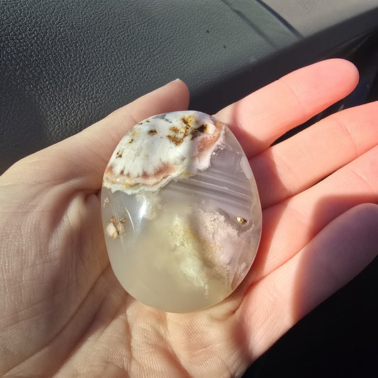 Flower Agate Crystal Palm Stone