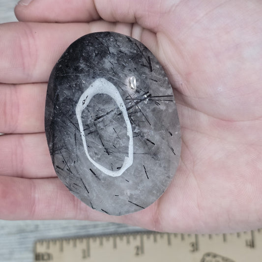 Tourmalined Quartz Crystal Palm stone