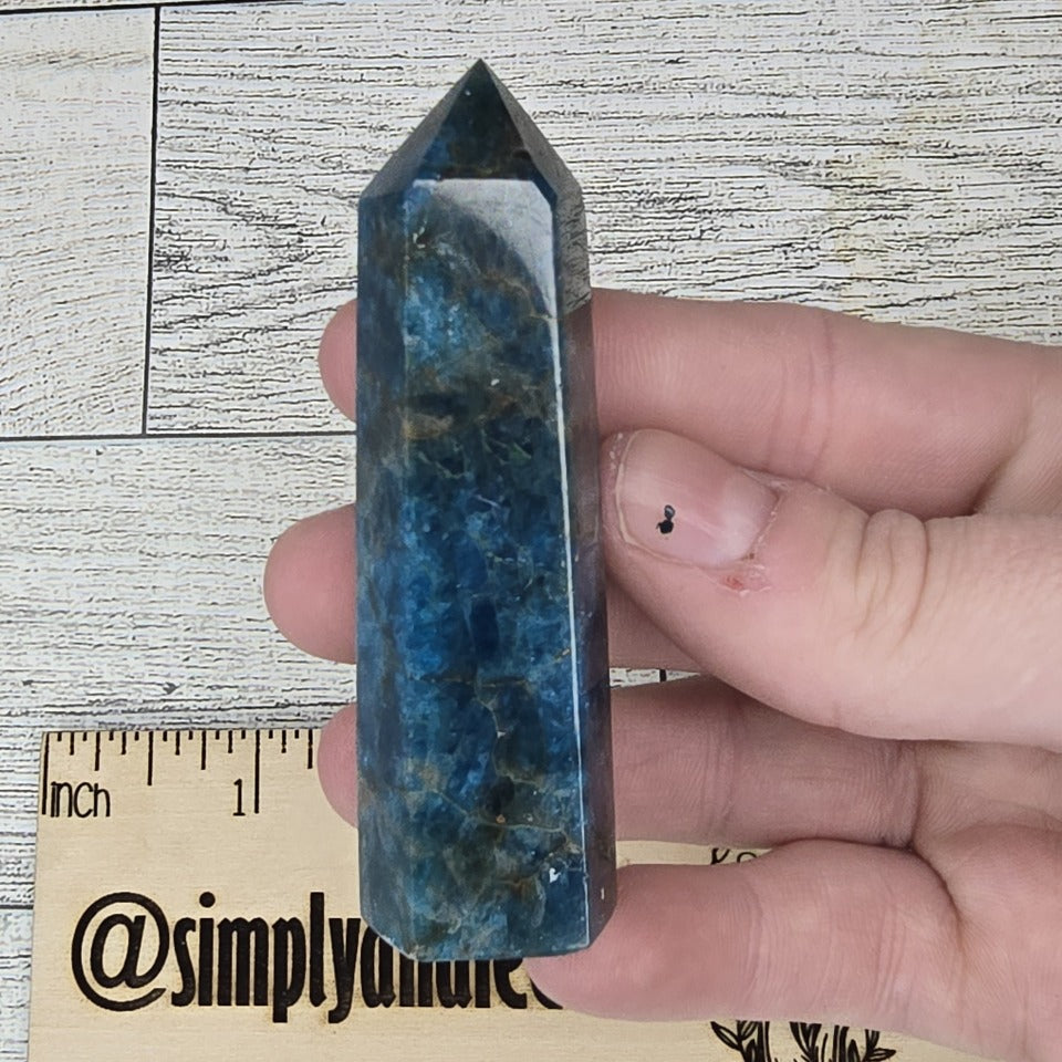 Dark Blue Apatite Crystal tower point