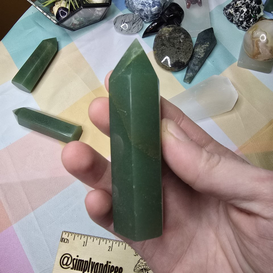 Green Aventurine Tower 3.25” Healing Crystal Point – Luck Abundance – New
