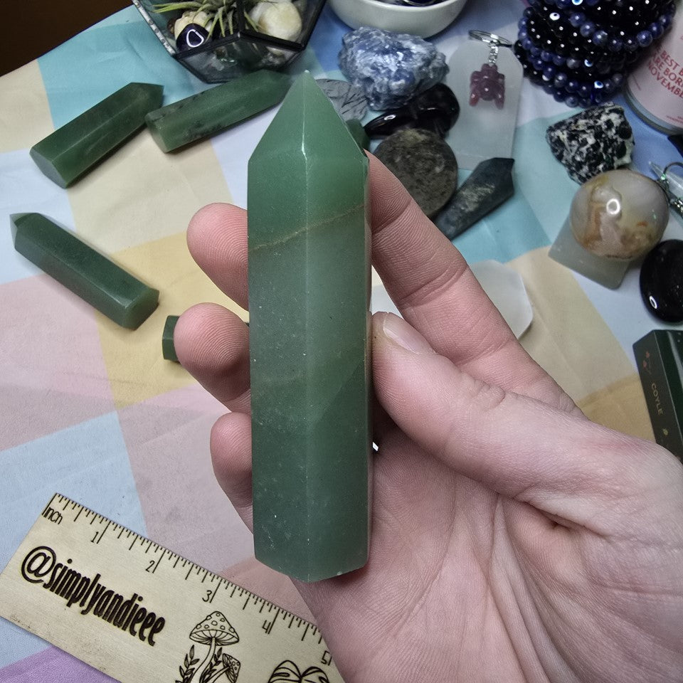 Green Aventurine Tower 3.5” Healing Crystal Point – Luck Abundance – New