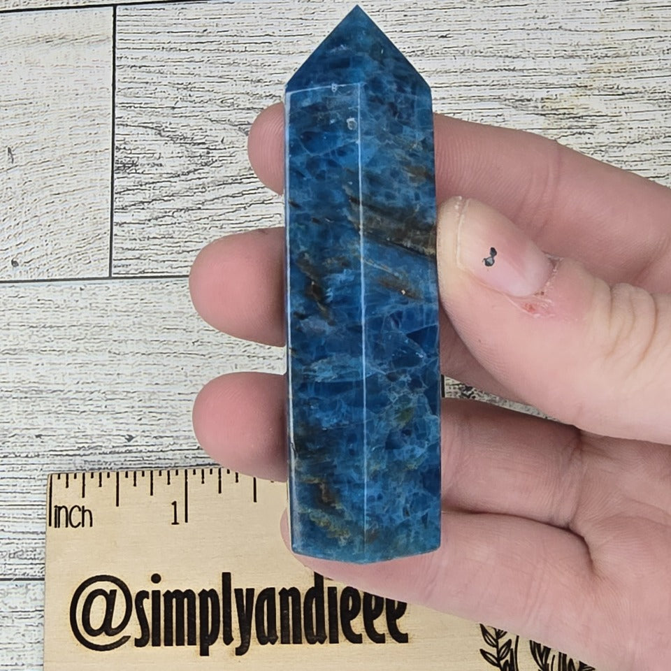 Dark Blue Apatite Crystal tower point