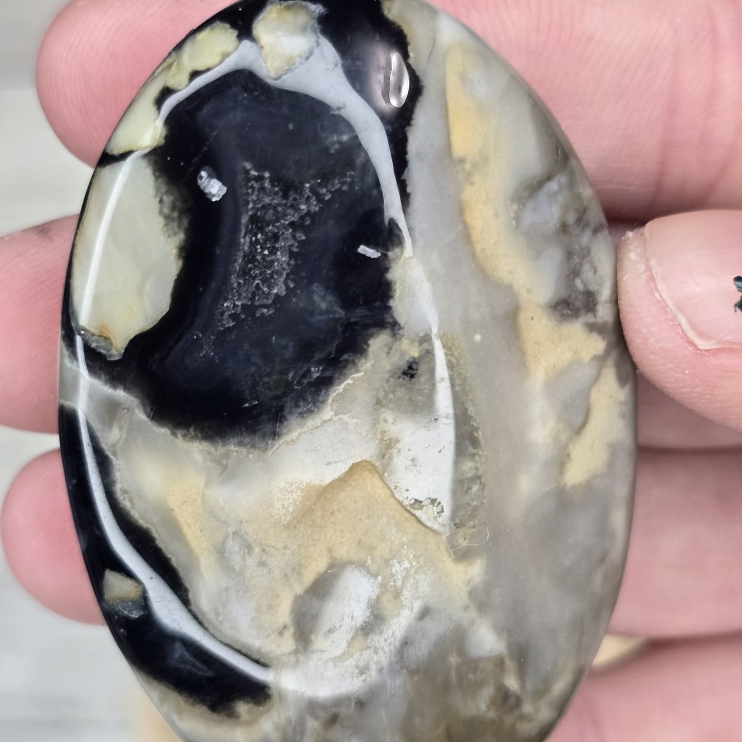 Volcanic Agate Crystal Palm Stone A
