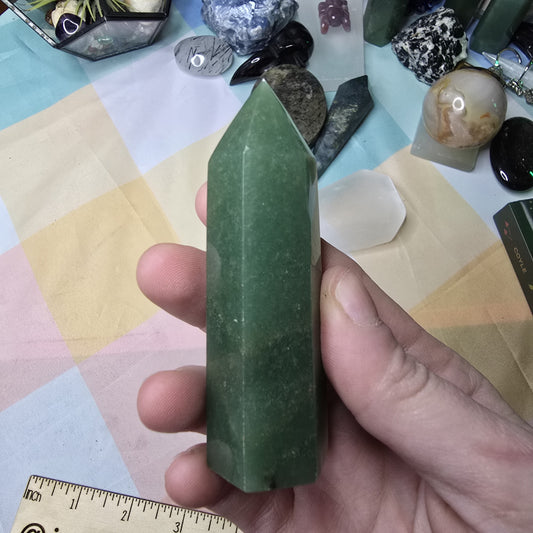 Green Aventurine Tower 3” Healing Crystal Point – Luck Abundance – New