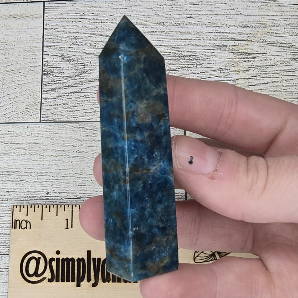 Dark Blue Apatite Crystal tower point