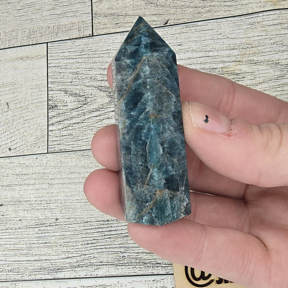 Dark Blue Apatite Crystal tower point