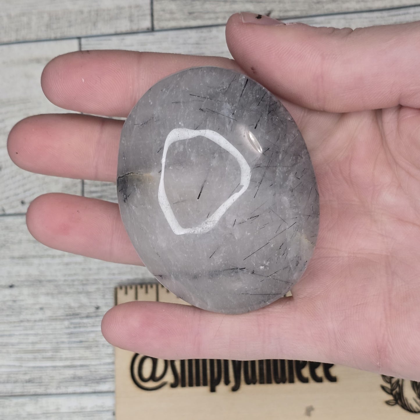 Tourmalined Quartz Crystal Palm stone