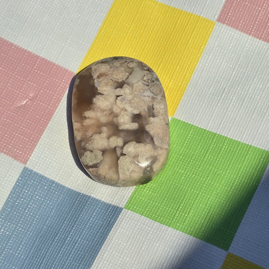 Flower Agate Crystal Palm Stone