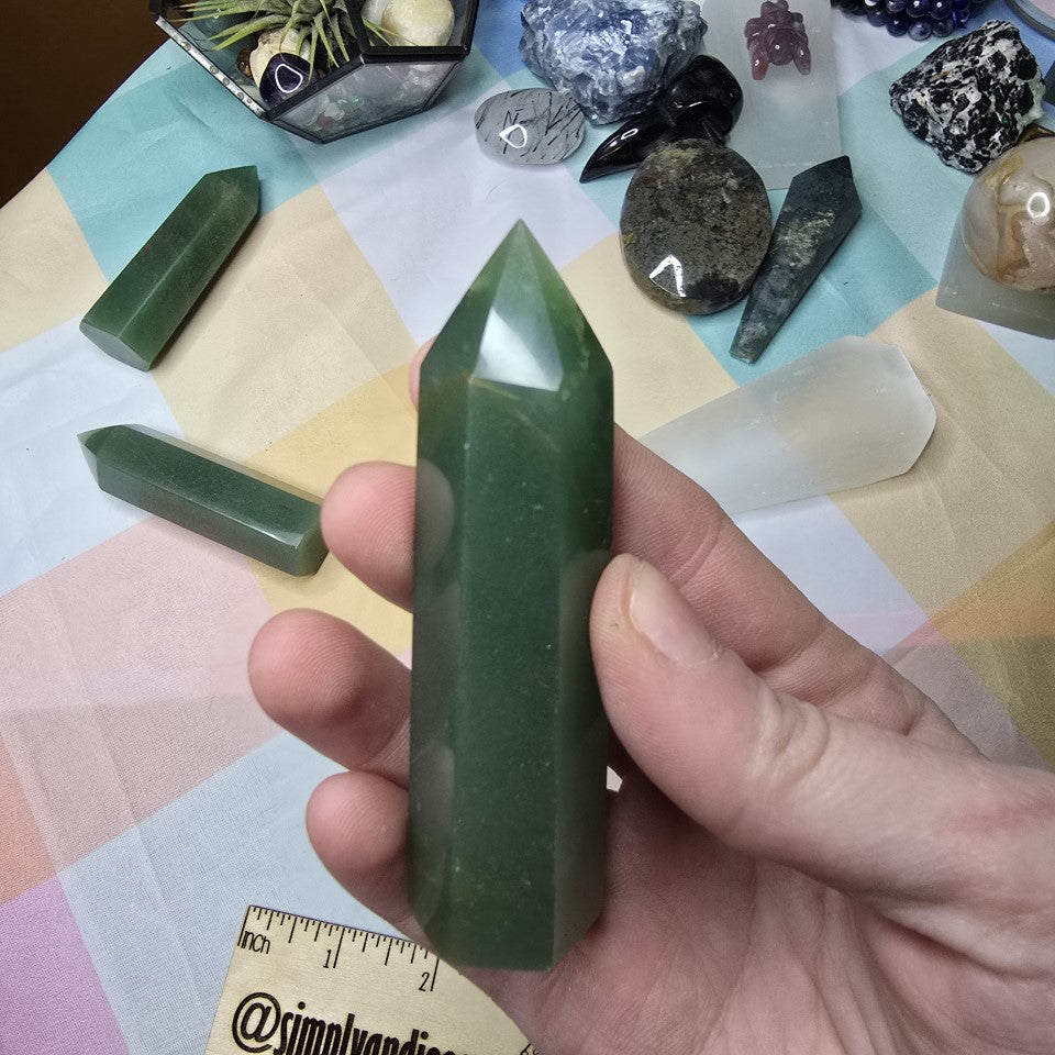 Green Aventurine Tower 3.25” Healing Crystal Point – Luck Abundance – New