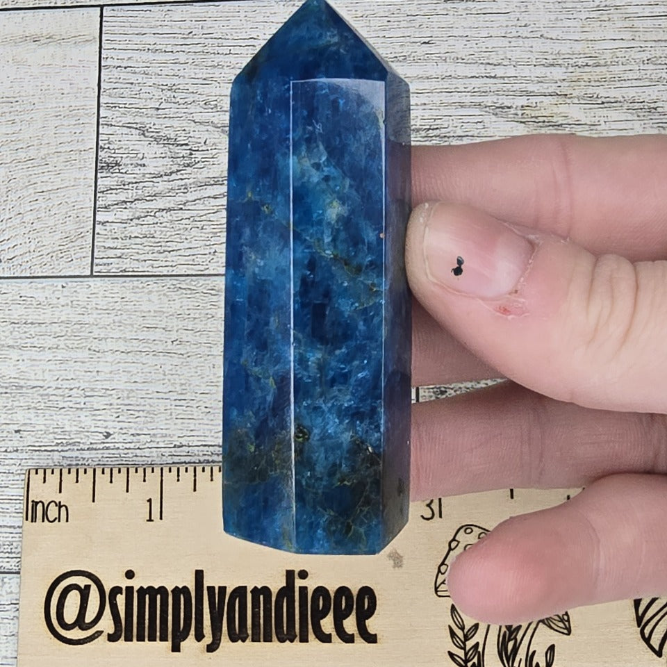 Dark Blue Apatite Crystal tower point