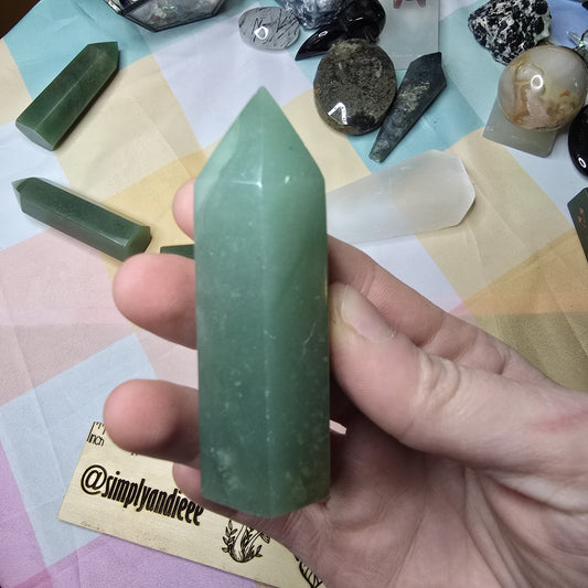 Green Aventurine Tower 3” Healing Crystal Point – Luck Abundance – New