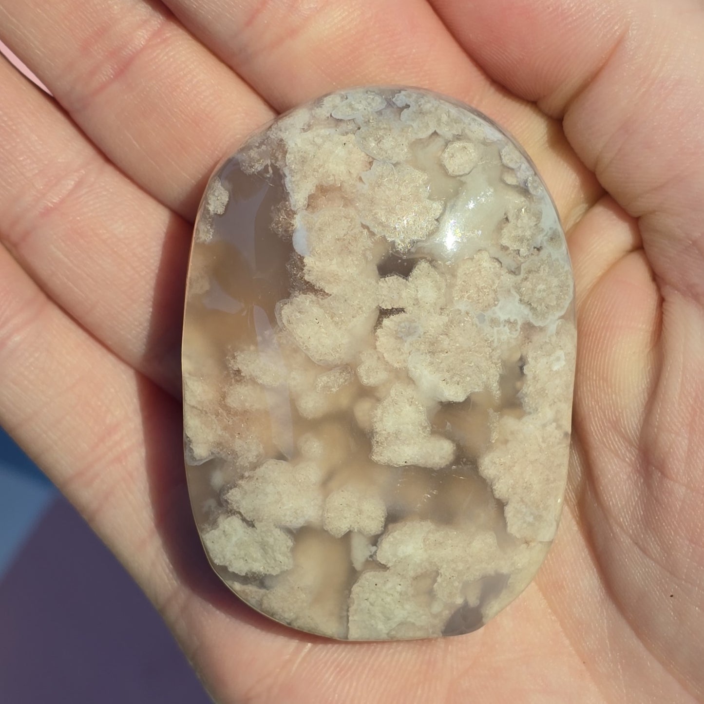 Flower Agate Crystal Palm Stone