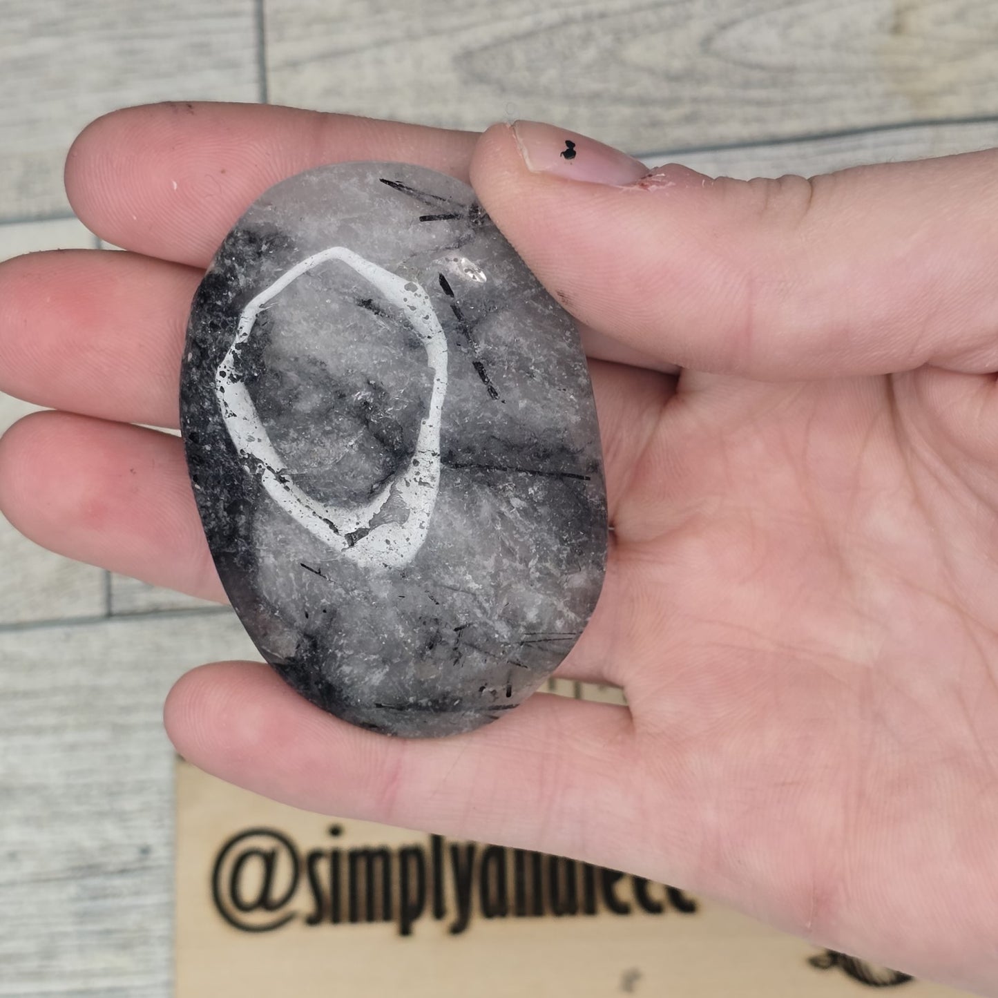 Tourmalined Quartz Crystal Palm stone