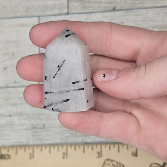 White Quartz And Tourmaline Mini Crystal Tower