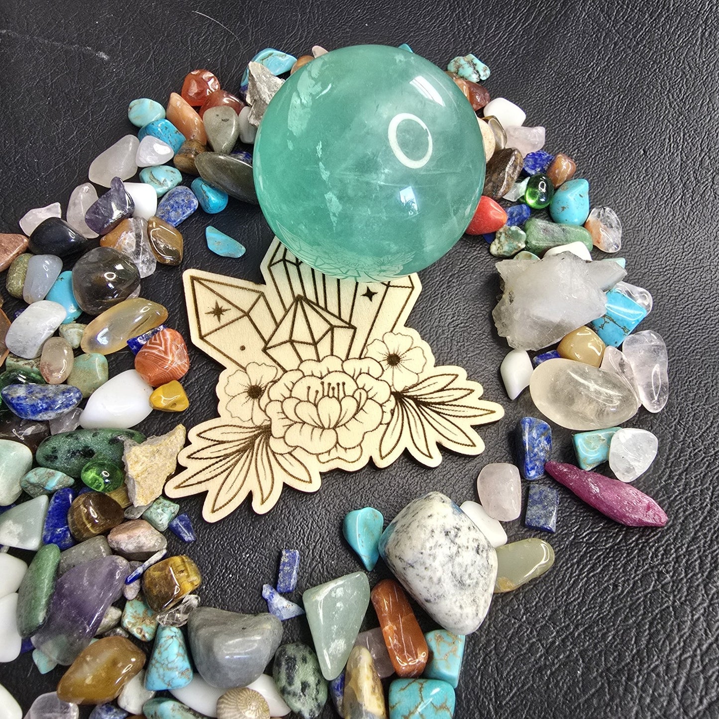 Wooden Crystal Sphere Stand