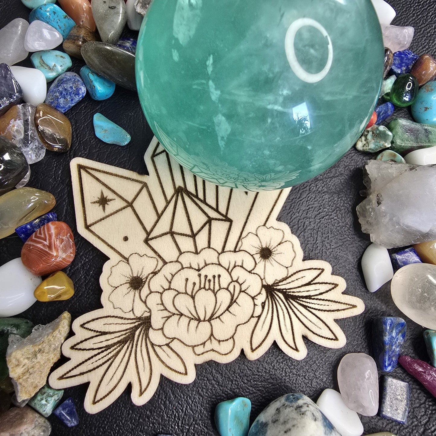 Wooden Crystal Sphere Stand