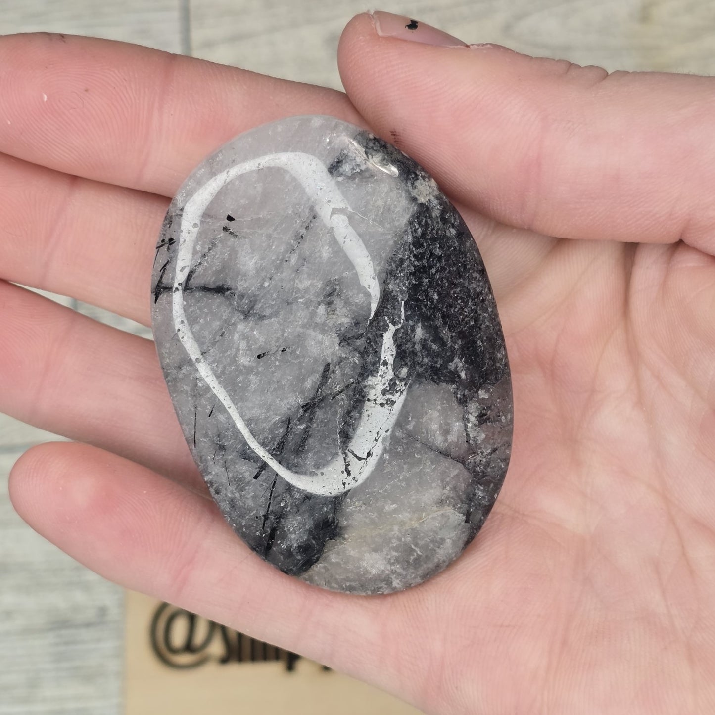 Tourmalined Quartz Crystal Palm stone