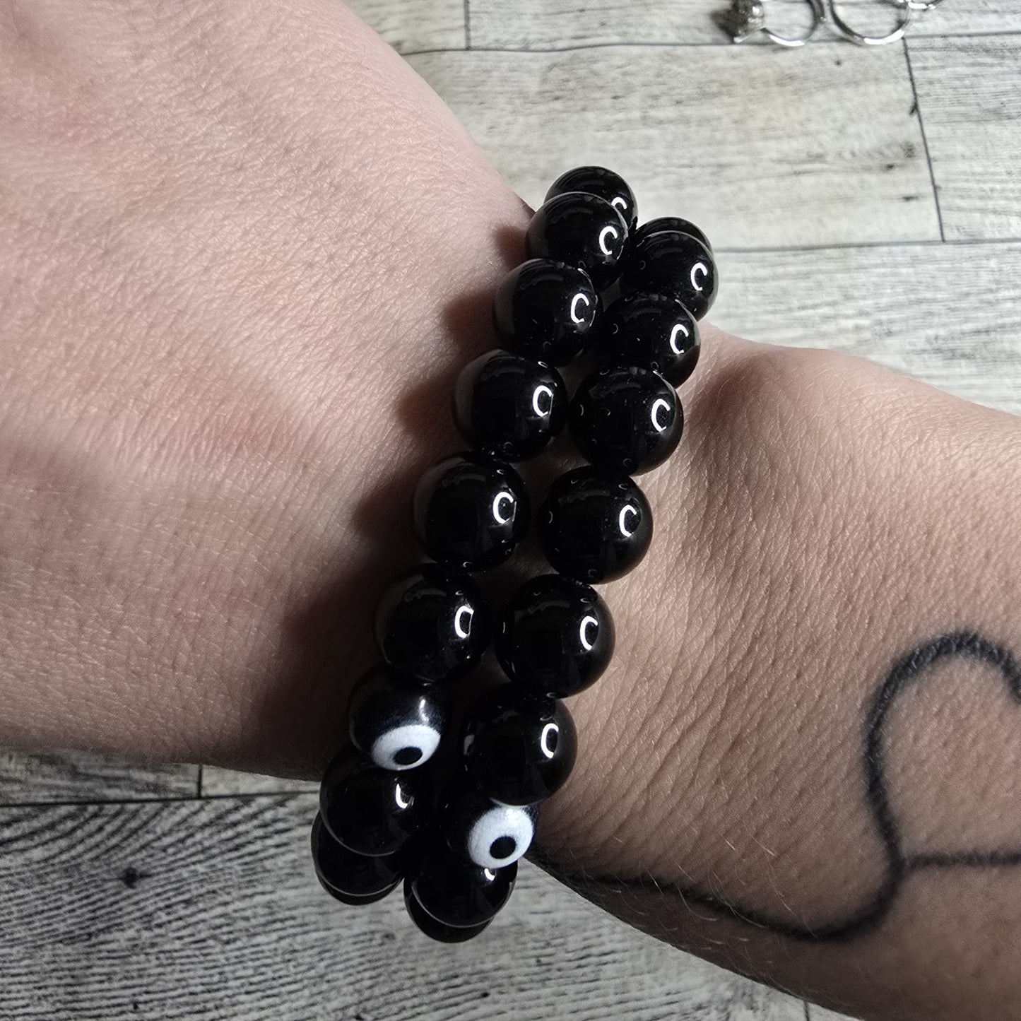 Black Obsidian Evil Eye Crystal Bracelet