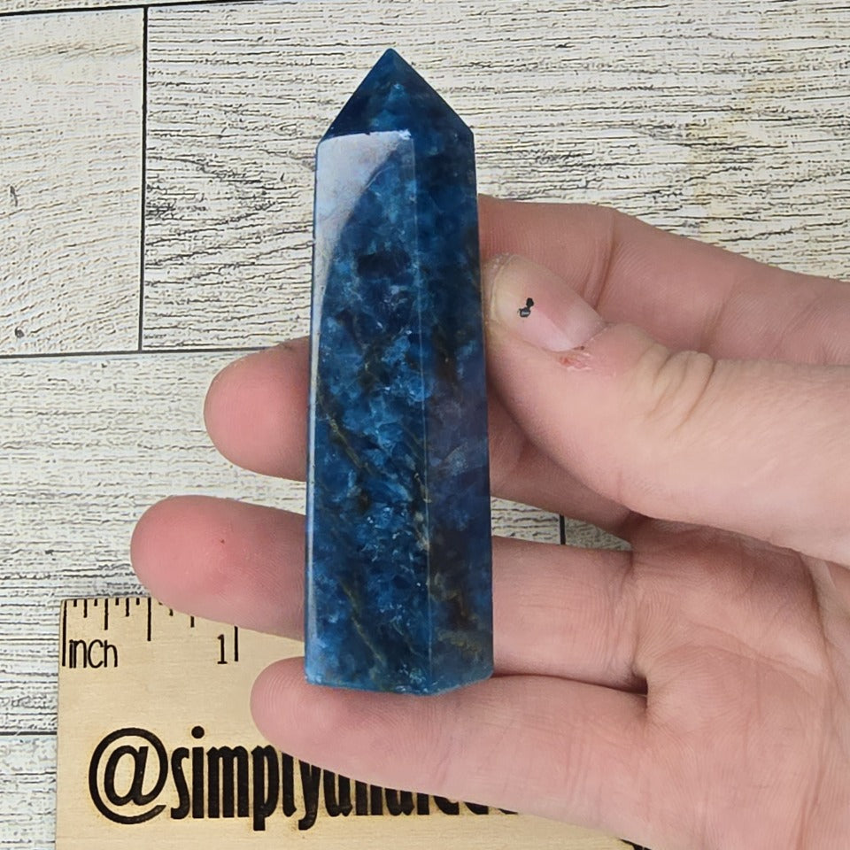 Dark Blue Apatite Crystal tower point