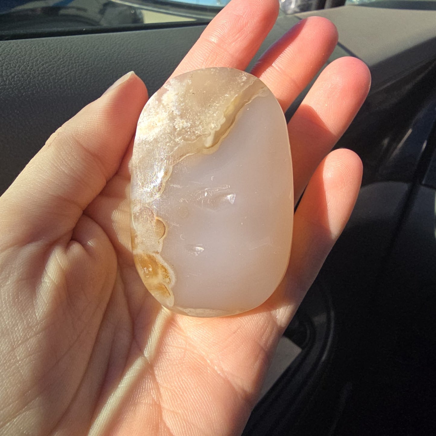 Flower Agate Crystal Palm Stone