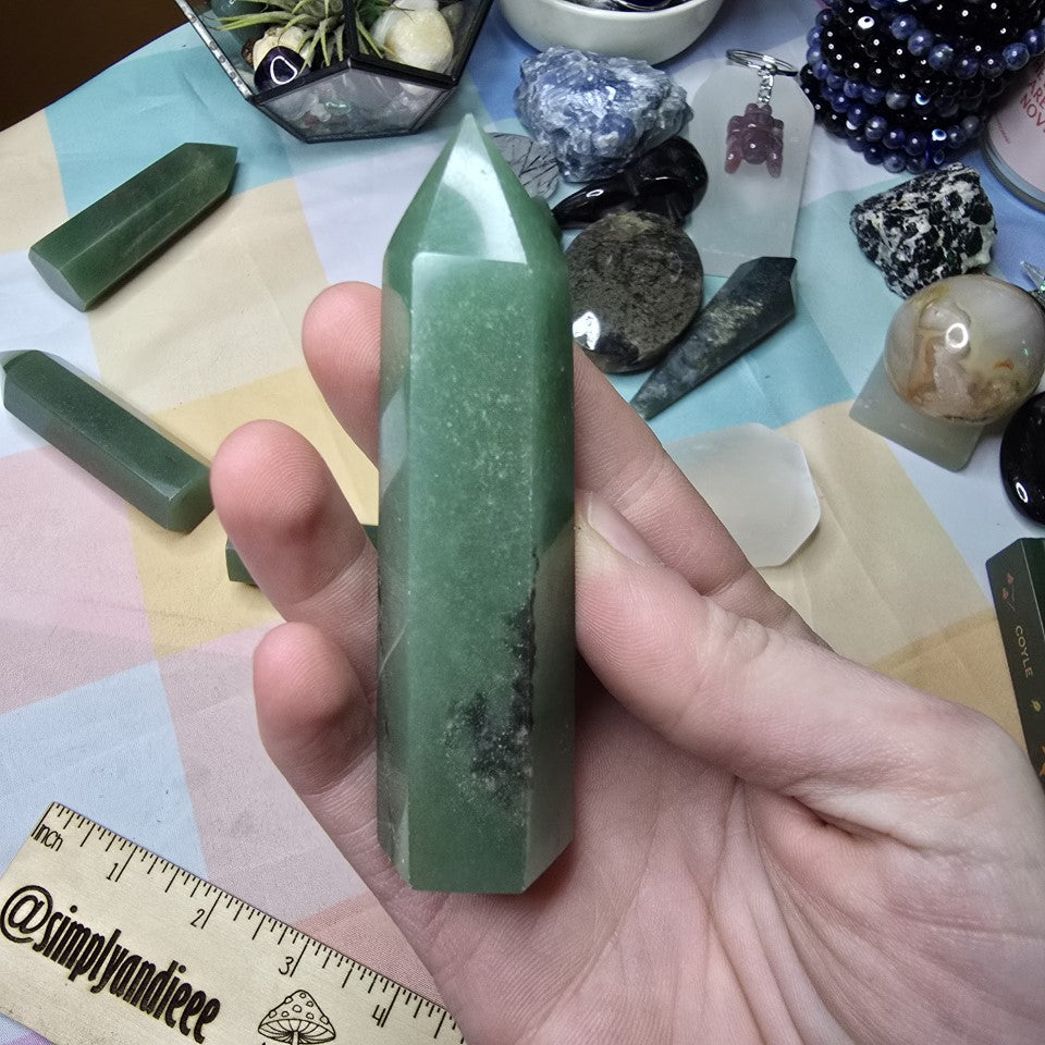 Green Aventurine Tower 3.5” Healing Crystal Point – Luck Abundance – New