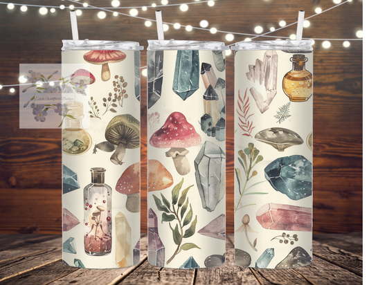 Crystal and Mushroom Stainless Steel Tumbler