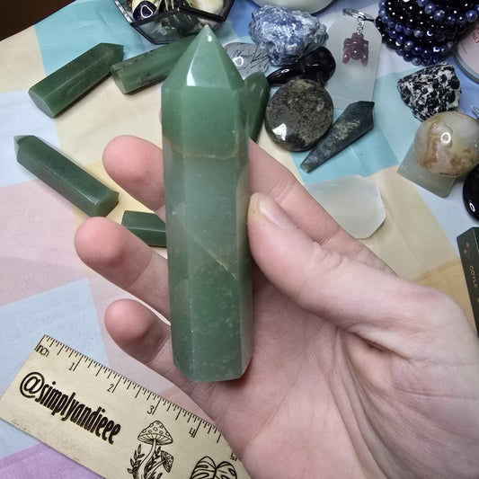 Green Aventurine Tower 3.5” Healing Crystal Point – Luck Abundance – New