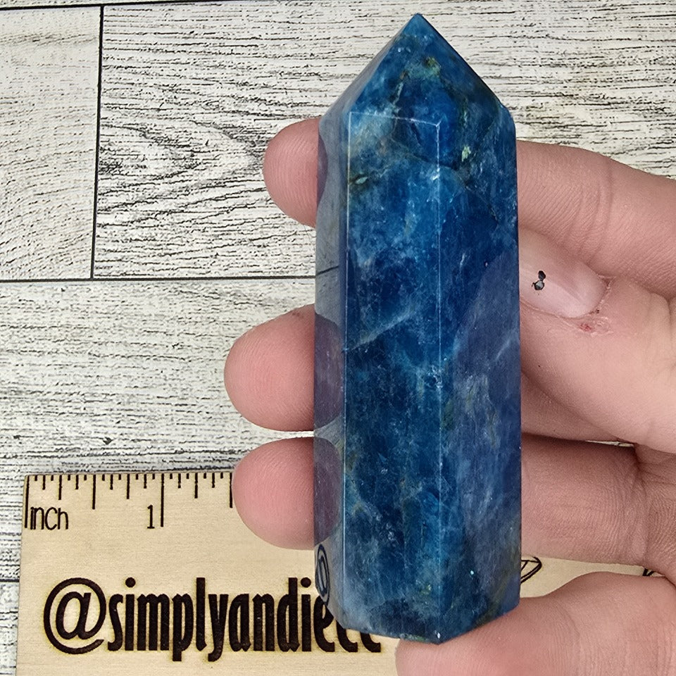 Dark Blue Apatite Crystal tower point