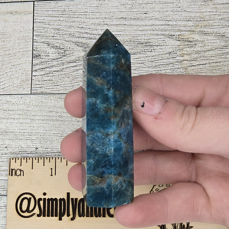 Dark Blue Apatite Crystal tower point