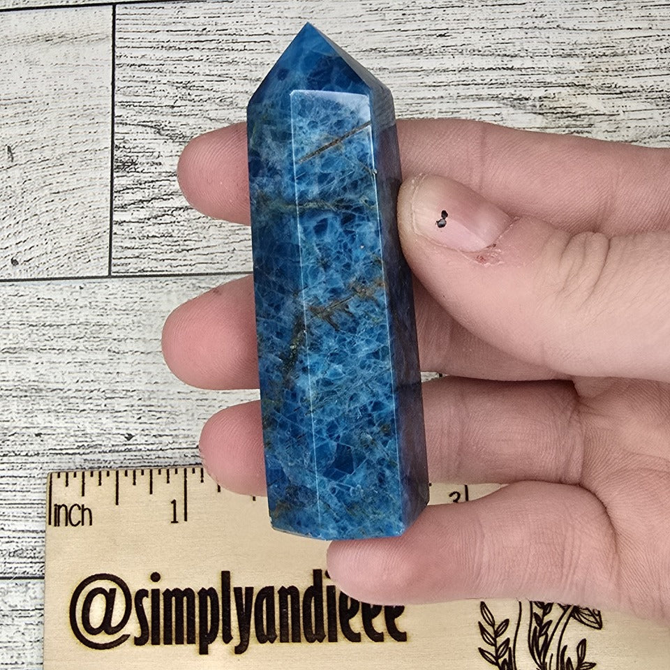 Dark Blue Apatite Crystal tower point