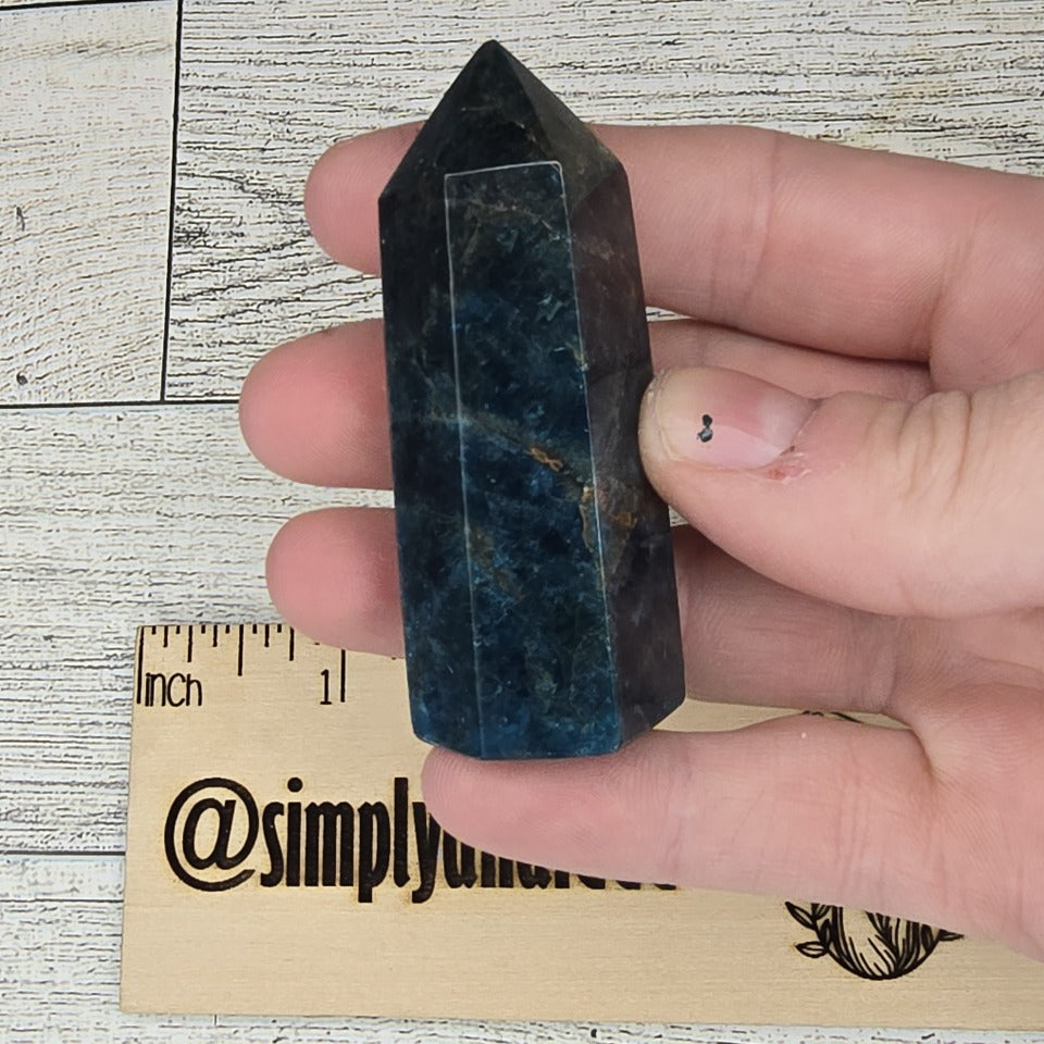 Dark Blue Apatite Crystal tower point