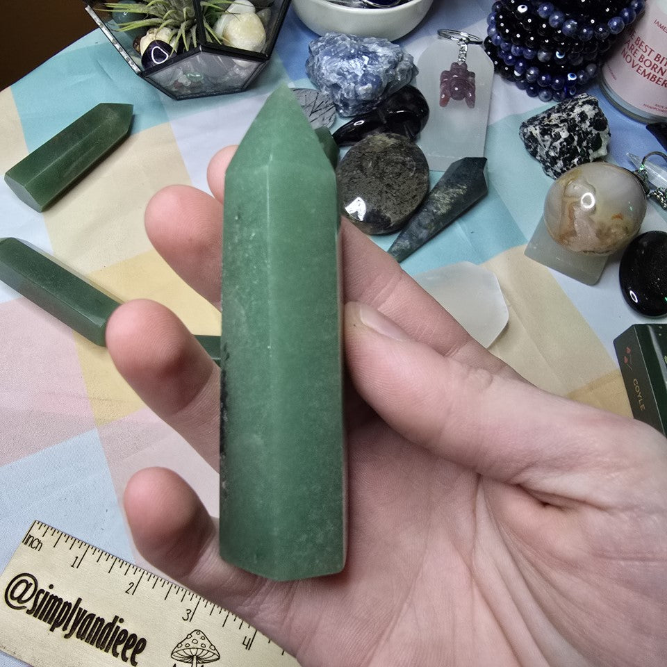 Green Aventurine Tower 3.5” Healing Crystal Point – Luck Abundance – New