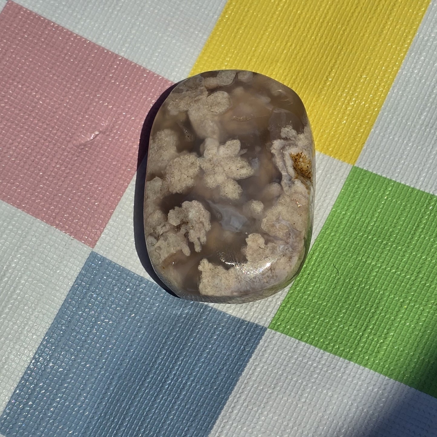 Flower Agate Crystal Palm Stone