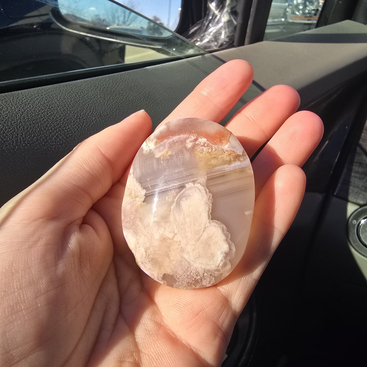 Flower Agate Crystal Palm Stone