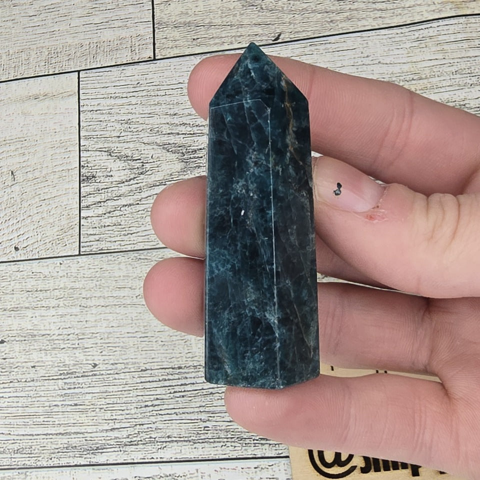 Dark Blue Apatite Crystal tower point