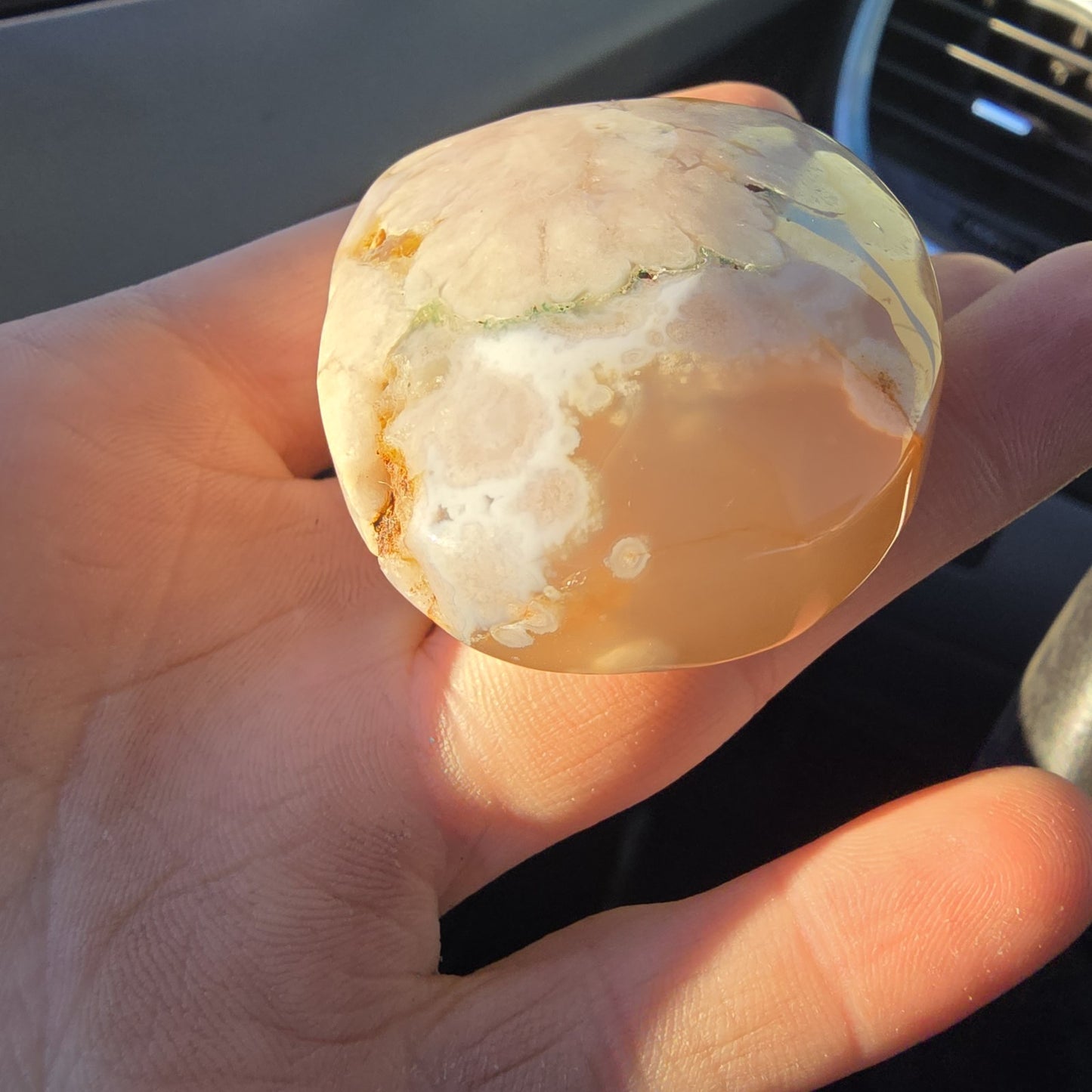 Flower Agate Crystal Palm Stone