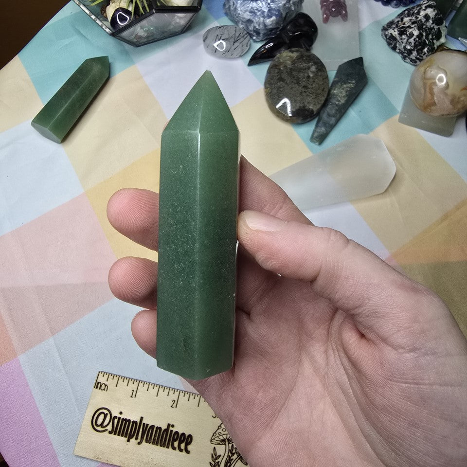 Green Aventurine Tower 3.25” Healing Crystal Point – Luck Abundance – New
