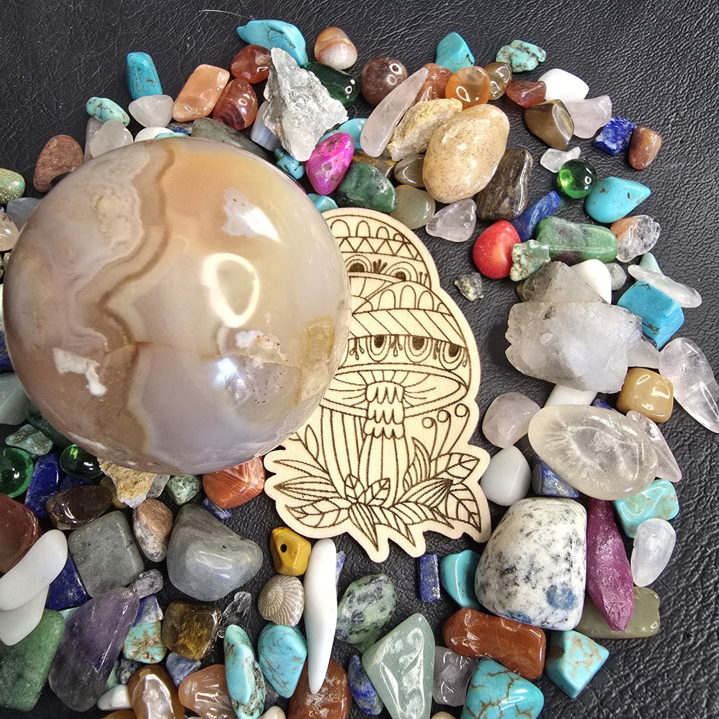 Mushroom Crystal Sphere Stand Holder