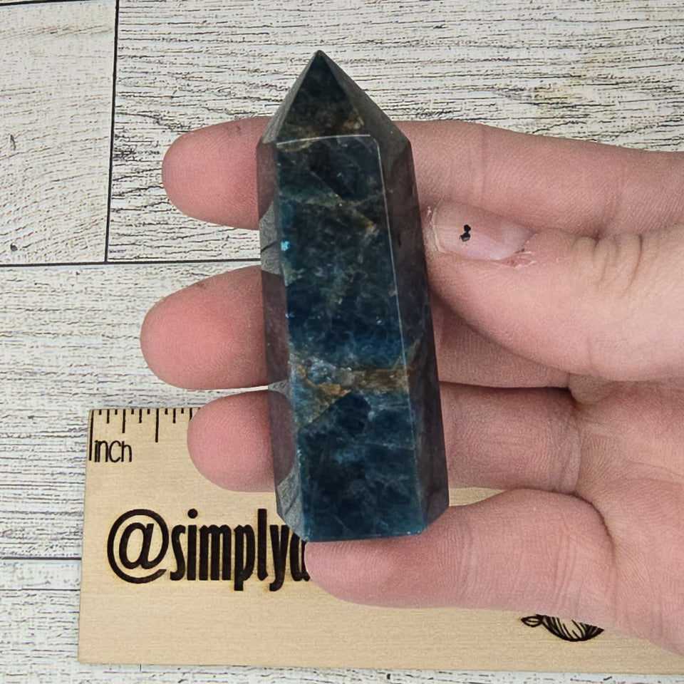 Dark Blue Apatite Crystal tower point