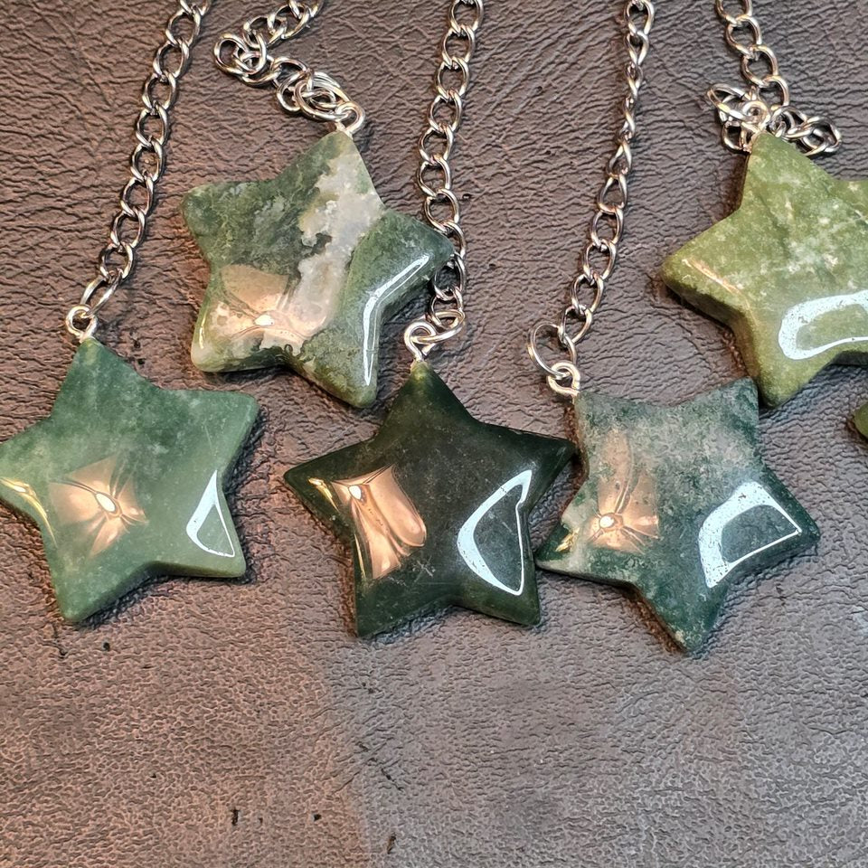 Moss Agate Crystal Star loose leaf tea infuser