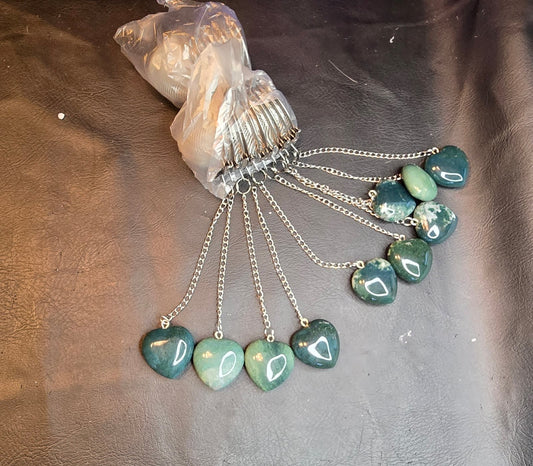 Moss Agate Crystal Heart Loose Leaf Tea Infuser