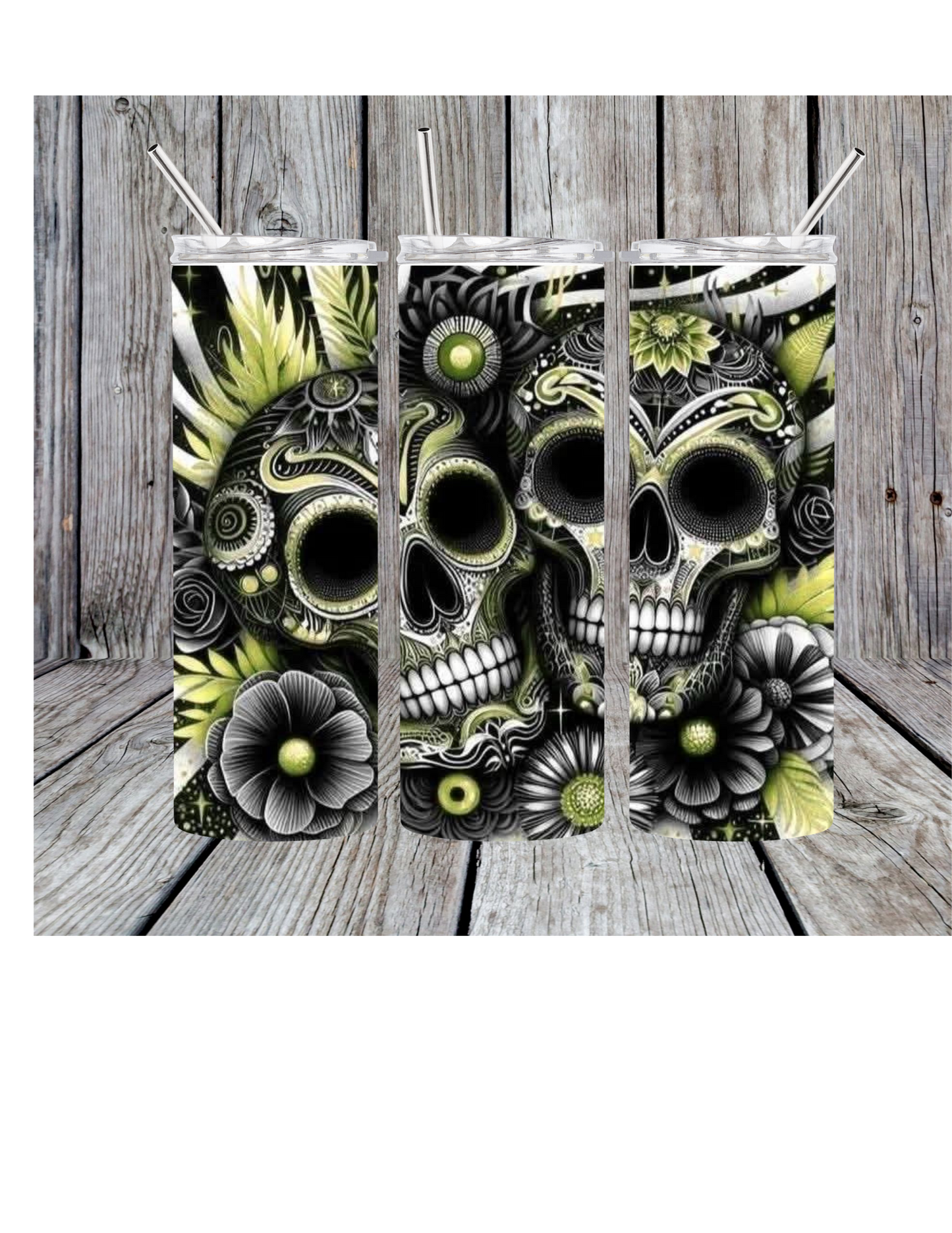 Green skull tumbler
