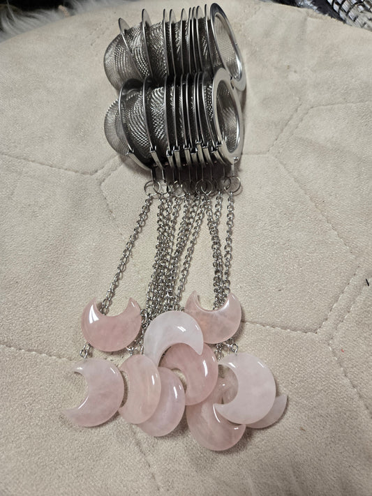 Rose quartz moon tea infuser
