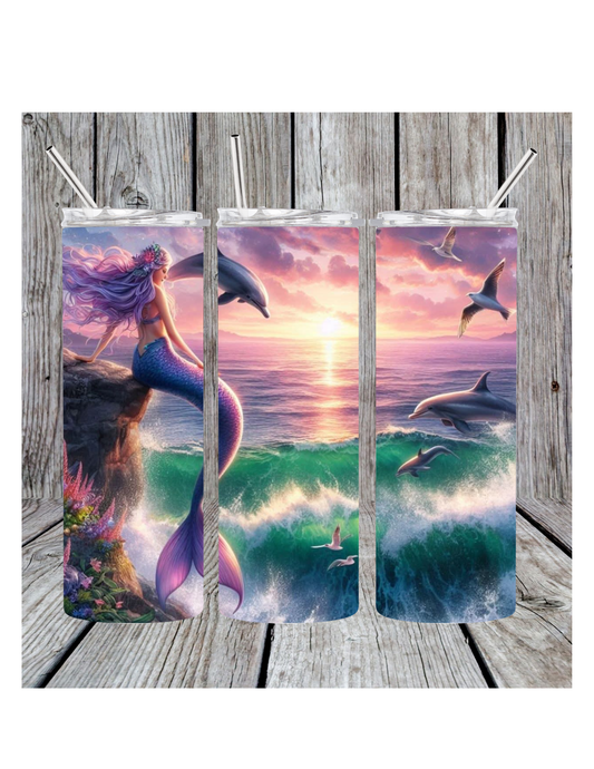 Mermaid and dolphin tumbler