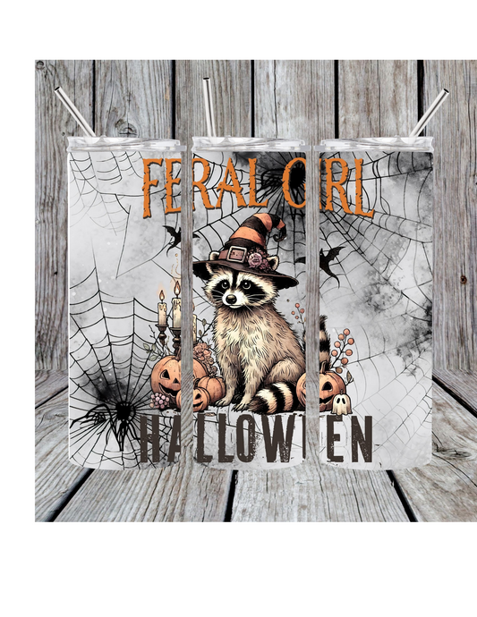 Feral girl Halloween tumbler